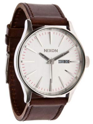 Nixon The Sentry Leather silver brown Taille Uni
